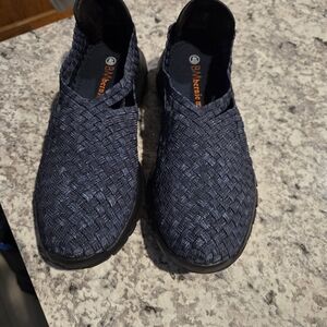 bernie mev. Women’s Navy Woven Slip-On Loafers